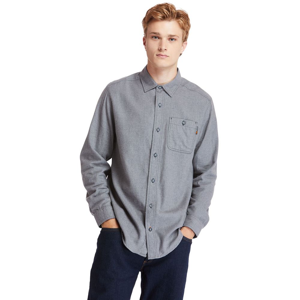 Timberland Mens Shirts PRO® Woodfort Mid-Weight Flex Flannel Work - Grey - India RN5280396